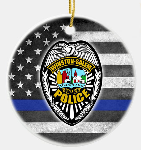 Personalized WSPD 2024 Thin Blue Line American Flag Ceramic Christmas Ornament